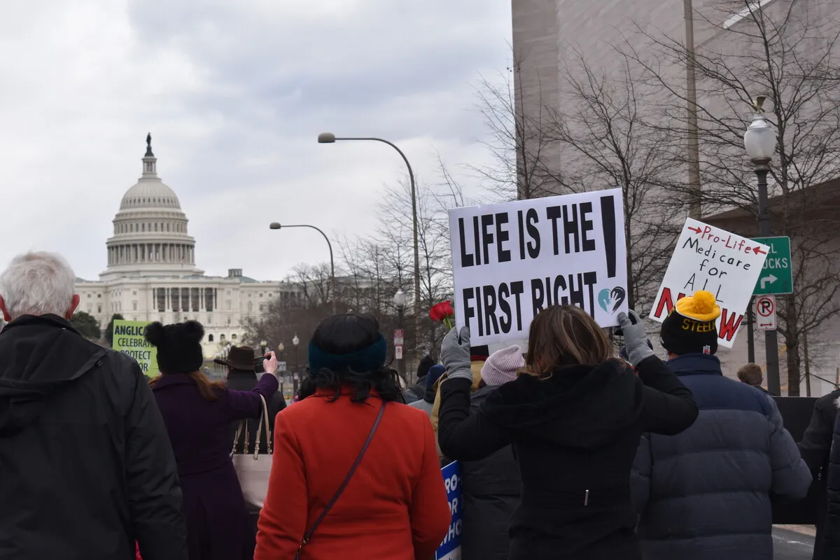 Organizers and a limited number of participants march in the 48th annual March for Life in Washington D.C. on Jan. 29, 2021.?w=200&h=150